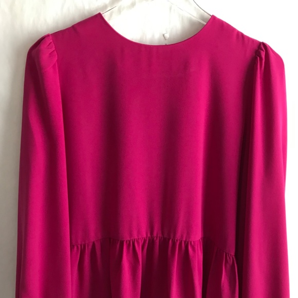 Tuckernuck Pomander Place Carlota Peplum Blouse M Fuchsia Long Sleeve Preppy - Picture 4 of 9